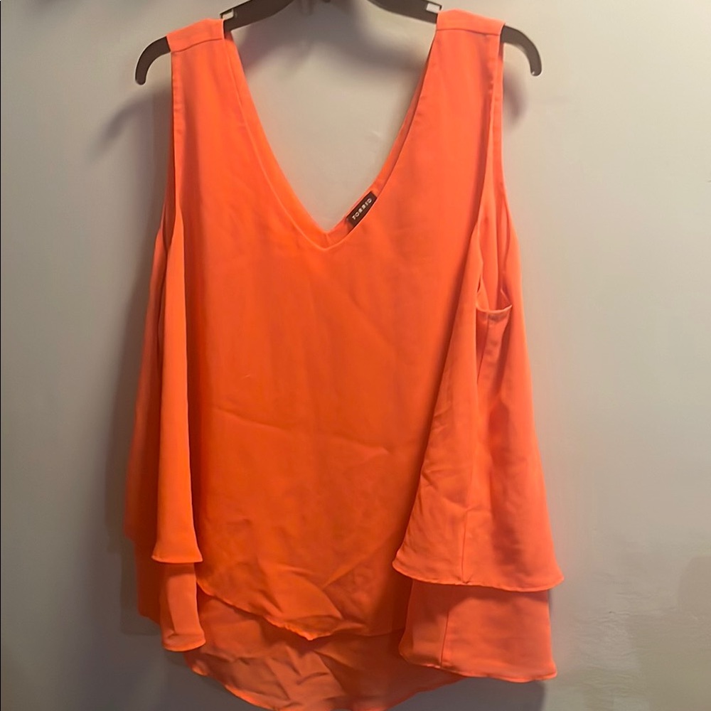 Torrid Orange Asymmetrical Ruffled Blouse